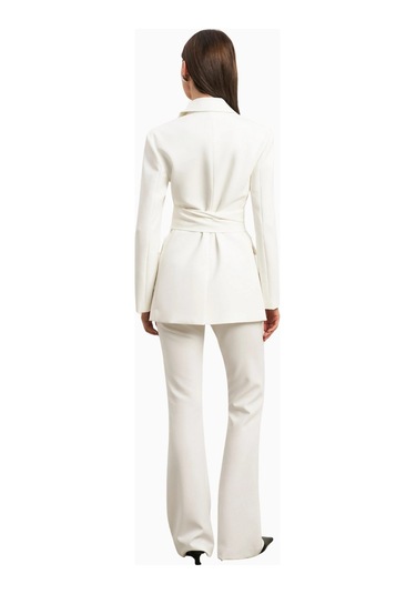 Because Of Alice Classic Blazer With Belt Klasik Blazer Kadın Ceket Beyaz