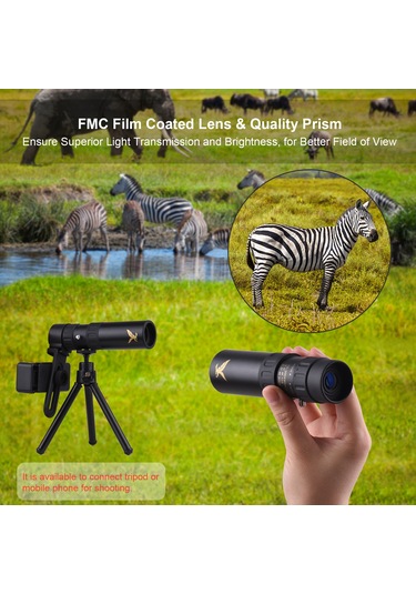 Suofeng 10-300x40mm Bak4 Prisma Manuel Odakli Monoküler Teleskop - Telefon Tutucu, Mini Tripod Ve Çanta İçerir