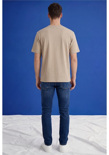 Freemen Erkek Oversize Tişört Nefes Alan Yumuşak Dokulu Terletmeyen Rahat Kalıp Basic-399 Bej