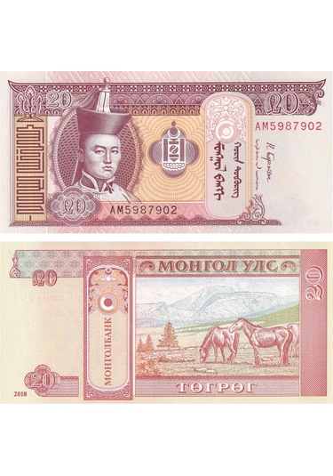 Moğolistan, 20 Tugrik 2018 P 63 Çil Eski Yabancı Kağıt Para