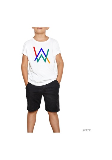 Alan Walker Colored Beyaz Çocuk Tişört Siyah