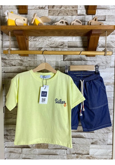 Aysbebe Sailor Çapa Motifli Erkek Çocuk Takım Sarı