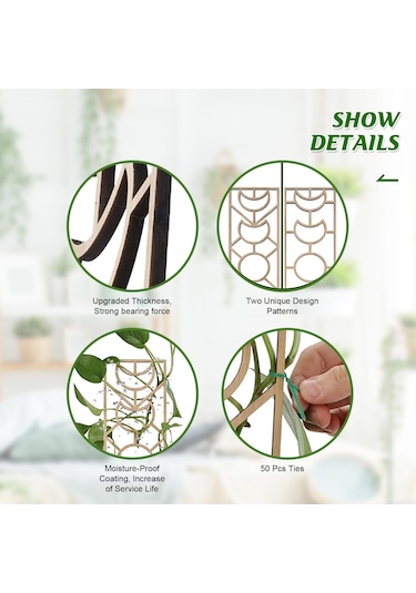 Jeehugo 3'lü Ahşap Bitki Tırmanma Aklı - Ev Bahçe Süs Bitkileri İçin Dayanıklı Tutucu, Kolay Kurulum, Çiçek Ve Saksı Bitkileri İçin Destek