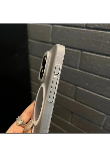 Fochsia Lüks Mat Manyetik Şeffaf iPhone Uyumlu 14 Pro Max Kılıf Sert Pc Kasa Kablosuz Şarj