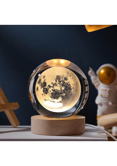 Homyl 60mm Top Gece Lambası, Oturma Ay-kristal-topun-çapı:-6cm Ay