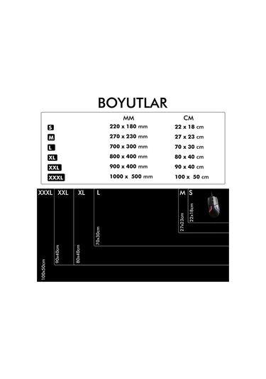 MP05 - 100x50 3xlarge Siyah Gaming Mousepad Ev Ofis Oyun