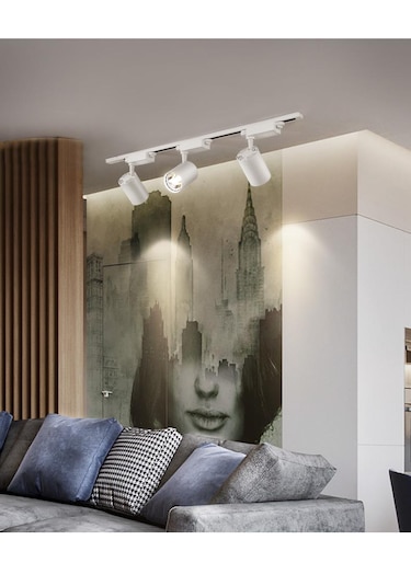 4 Adet Dekoratif Led Ray Spot + 1 Metre Ray Beyaz Kasa Günışığı