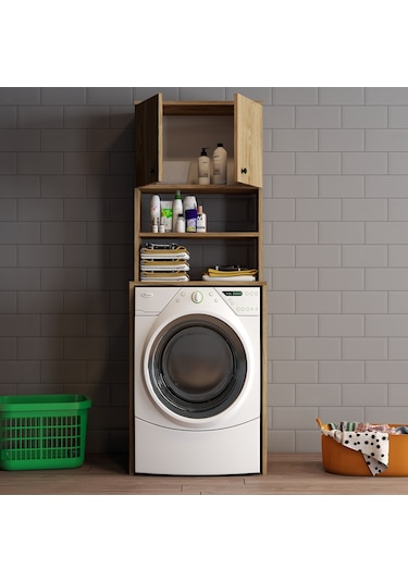 Moxen Mobilya Ceviz Çamaşır Makinesi Dolabı Cmd2002Cvz
