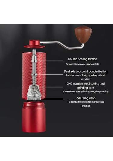 Topshop1 3 Adet Siyah Profesyonel Manuel Kahve Değirmeni Kaymaz Alüminyum Gövde Ayarlanabilir Çelik Bıçak