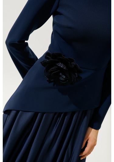 Lora Çiçek Broş Lacivert Lacivert