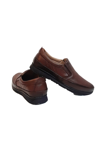 Fiyra Fth02 Kahverengi Hakiki Deri Kaymaz Bağacaksız Erkek Ayakkabı Kahverengi