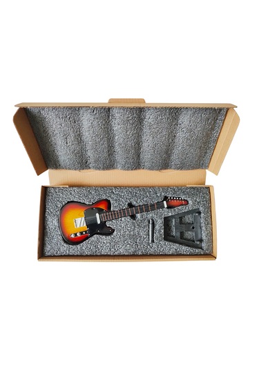 El Yapımı 1/4 Ölçek Minyatür Gitar Fender Telecaster Yellowburst