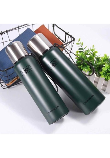 Kapris Çift Katlı Paslanmaz Çelik Termos 750ml Yeşil Kap-295 Yeşil