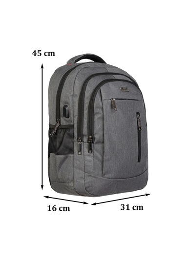 Gri Sportif Darbe Emici Su Geçirmez 14-16 İnç Laptop Sırt Çantası Renkli Çok Renkli
