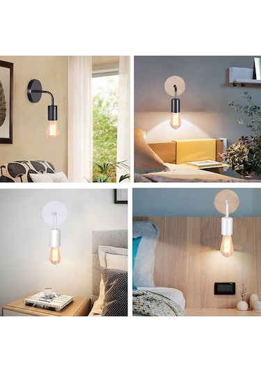 Bej E27 220v 110v Ahşap Duvar Lambası Vintage Aplik Duvar Aydınlatma Armatürü Başucu Retro Lambalar Endüstriyel Dekor Yemek Odası Yatak Odası Işıkları Bej