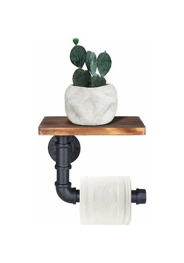 Novahub Raflı Tuvalet Kağıdı Tutucusu, Banyo İçin, Endüstriyel Tarz, Vintage, Rustik, Ev Dekorasyonu, 20x15x1.5cm, Ahşap, 865g Diğer
