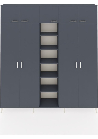 Arges Dolap 18 Raflı 9 Kapaklı 220x30x243 Antrasit-antrasit/antrasit Antrasıt/antrasıt