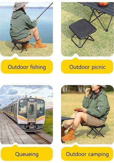 Flybuy Katlanır Güzellik Sandalyesi, Kompakt Portatif Tabure, Dayanıklı Çelik & Oxford Kumaş, Siyah Siyah