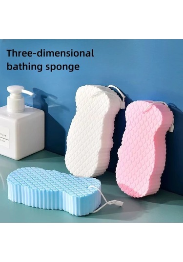 Fochsia Mavi 1/4 Adet Ultra Yumuşak Peeling Banyo Süngeri Yeniden Kullanılabilir Vücut Yıkama Mavi