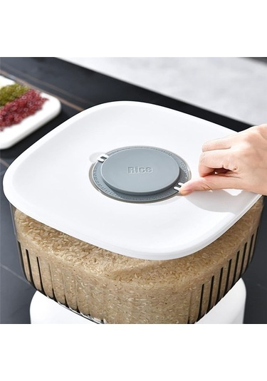 Xurunkeji 10 Kg Mutfak Nano Kova Böcek Geçirmez Nem Geçirmez Mühürlü Pirinç Kovası Tahıl Evcil Hayvan Maması Saklama Kabı Pirinç Kutusu Beyaz