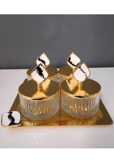 Selim Dekor Aris 4 lü Şekerlik Beyaz