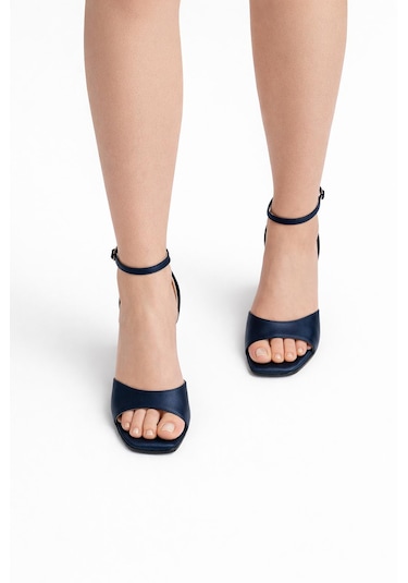 Tual Shoes Kadın Lacivert Topuklu Ayakkabı Lacivert