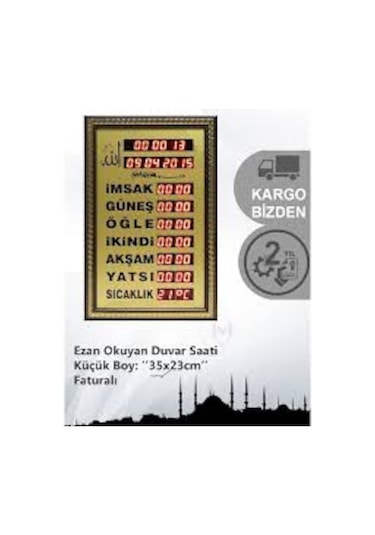 Odesan Vakitmatik Ezan Okuyan Cami Saati Isı Ölçer Mescit Boy
