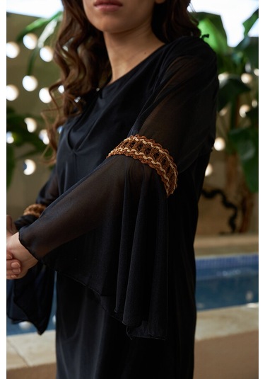 Remsa Mayo Üzerine V Yaka Kısa Pareo 429-350 Siyah Siyah