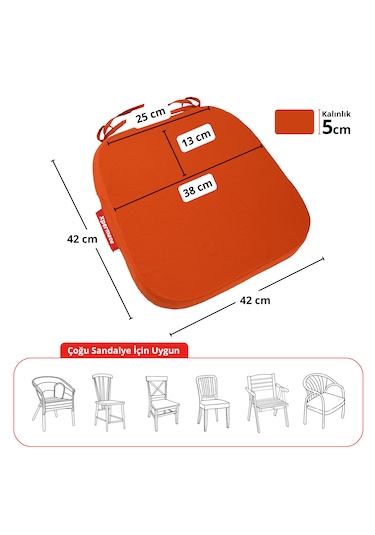 Xpermate 6'lı Standartfit Oval Sandalye Minderi 42x42x5kiremit