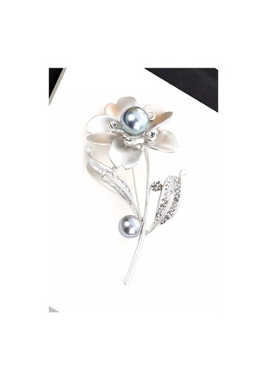 Bijoubijou Broş Çiçek 244261453 Gri