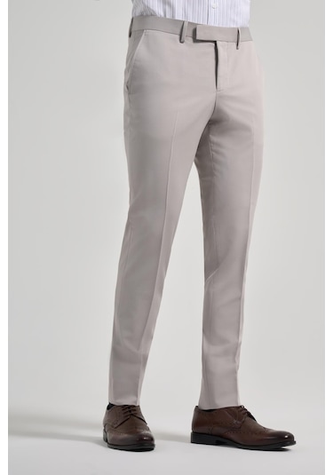 İmza Açık Krem Esnek Yandan Cepli Slim Fit Classic Pantolon 1003250106 Açık Krem