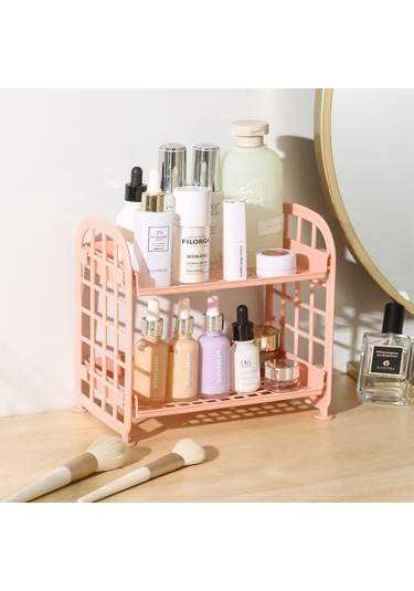 Kosona Çift Katlı Katlanabilir Makyaj Ve Mücevher Depolama Rafı - Ev Ve Banyo Masaüstü Organizer Beyaz