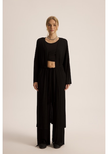 Mai Studios Co. Raina Siyah Kimono Basic Üçlü Takım Siyah