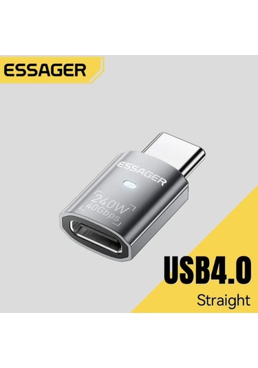 Essager Type-c Erkek To Type-c Dişi Adaptör 40gbps 8k+4k Usb 4.0 Ce Lisanslı Çevirici Dönüştürücü Adaptör
