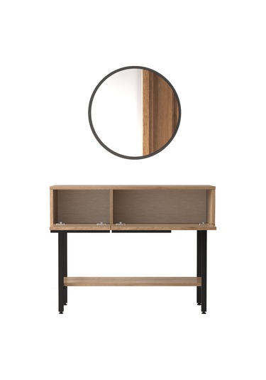 Robin Home Lidya Dresuar Aynalı Kapaklı Metal Ayaklı Sepet Kahverengi