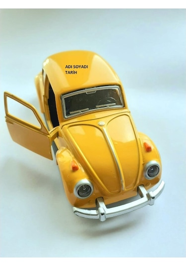 Kişiye Özel Sarı Metal Vosvos Çek Bırak Oyuncak Araba Büyük Boy U