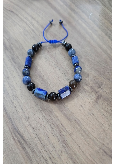 Lapis Lazuli, Sodalit, Akik, Hematit Doğaltaş Bileklik Lacivert
