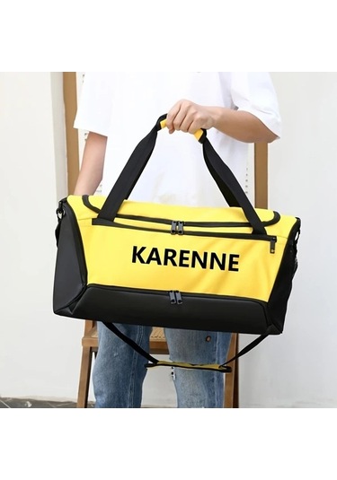 Sandwich Motion003 Kişiselleştirilebilir Büyük Kapasiteli Spor Bagaj Çantası Islak Kuru Bölmeli Siyah Siyah