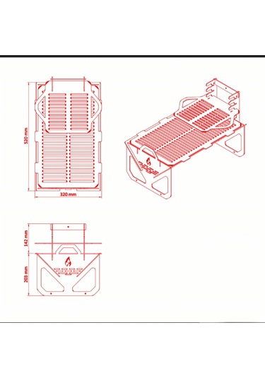 Katlanır 3mm Mangal. Çift Izgaralı Fermuarlı Çanta Hediyeli 12kg