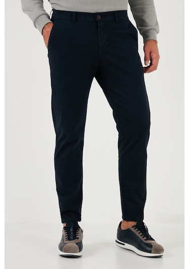 Buratti Streç Pamuklu Slim Fit Normal Bel Boru Paça Erkek Pantolon 674003 Lacivert