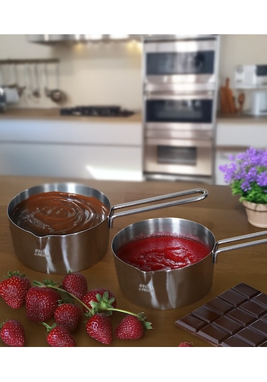 Steel&More Çelik 2 Li Kaçerola Sosluk Sütlük 16cm Gri