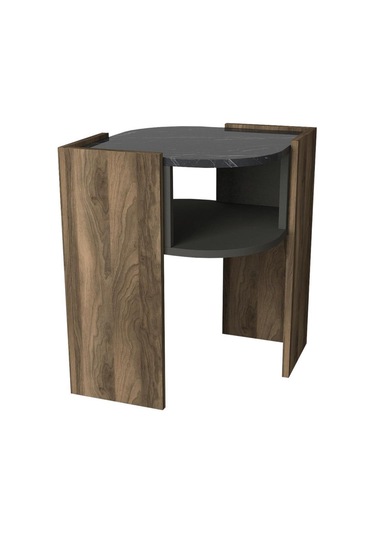 Dekorister Exclusive Marbel Koltuk Yan Sehpa Ceviz-Mermer