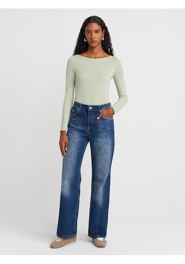 Dilvin 72041 File Yıkama Tint Denim Pantolon-tint Tint