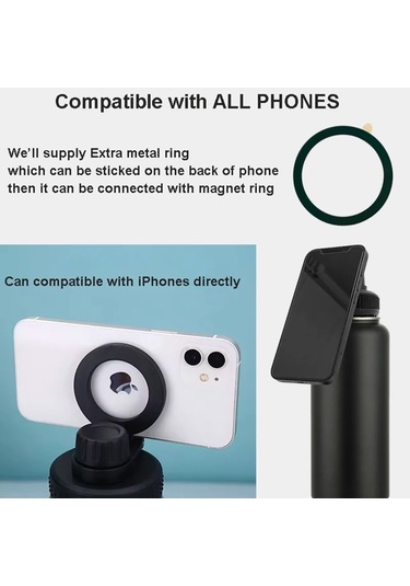 Manyetik Telefon Tutucu Ayarlanabilir Su Şişesi 750 Ml 1000 Ml Diğer Siyah