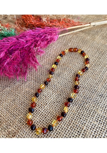 İpek Kehribar Kolye Sertifikali Baltik DaMLa Kehribar Bebek Kolyesi Diş 0-3 Yaş