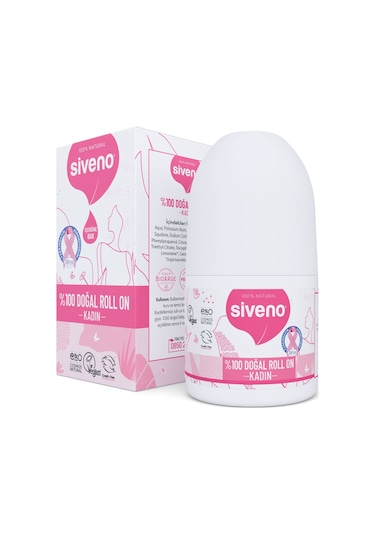 Siveno %100 Doğal Roll On Kadın Deodorant Ter Kokusu Önleyici Bitkisel Leke Bırakmayan Vegan 50 ML