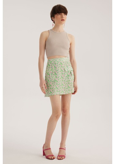 Stella Pulvis Çok Renkli Çift Cepli Mini Etek Çok Renkli