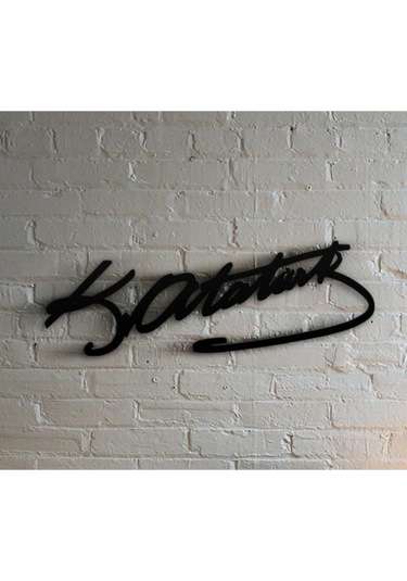 Dekoratif Ahşap Kesim Atatürk İmzası Duvar Ev Ofis Dekoru Süs