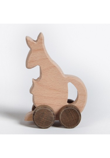 Ahşap El Yapımı Montessori Kanguru: Doğal Tekerlekli Oyuncak