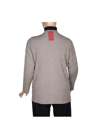 Hesna Kadın Nilay Anne Cepli Düğmeli Taş Beji Triko Ceket 001